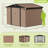 10 Ft. W x 8 Ft. D Galvanized Steel Frame Metal Storage Shed with Dual Lighting (Solar & Handheld) - Brown-120836603-112387366