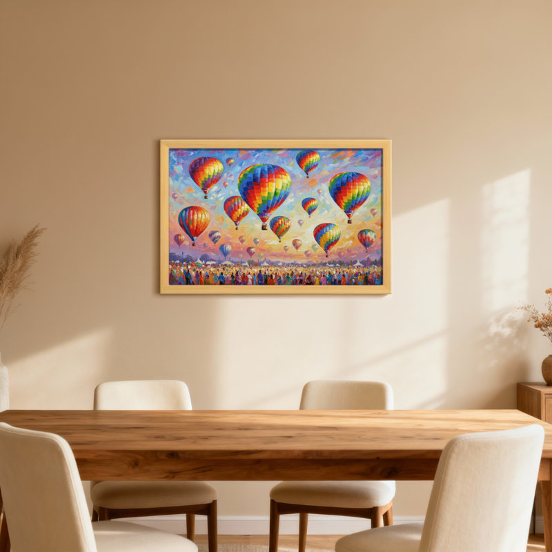 Scène de paysage montgolfière, Toile tendue, Ne s’applique pas, H 24 po x l 36 po