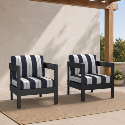 Ensemble 2 pièces de chaise club de patio moderne avec coussins Sunbrella