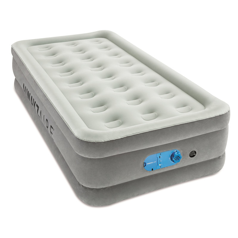 Queen 18'' Gray PVC Air Mattress with Built-in Electric Pump