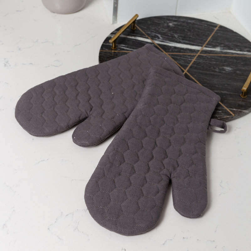 FabStyles Cotton Oven Mitt Set, Gray