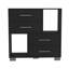 Commode Krista, deux tablettes ouvertes, quatre tiroirs