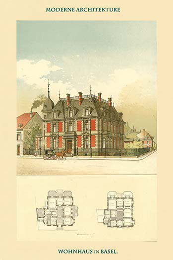 «Residence in basle basle suisse» par Vischer et Fueter, publicité vintage, H 42 po x l 28 po x P 1,5 po