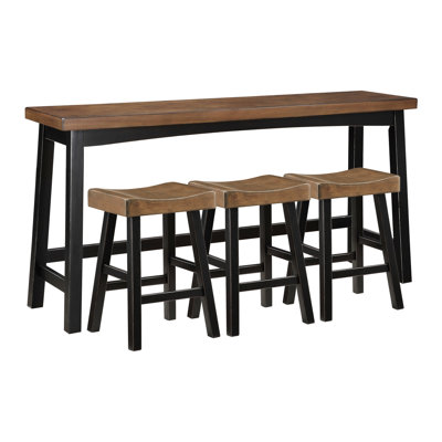 Pub Height Solid Wood Table And Stools  Black Transitional Dining 42inch For Garage