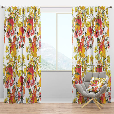 Panneau de rideau simple semi-diaphane avec passe-tringle Mid-Century