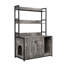 Grande boîte à litière cachée pour chat: armoire intérieure grise avec rangement, portes doubles et bloc-notes fin, option de salle de bain