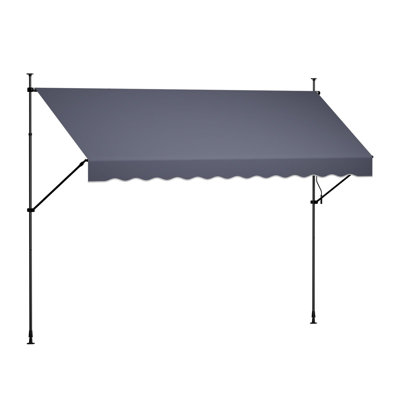 Auvent rétractable manuel, 138 po, tissu en polyester 180 g, 1 pièce, pare-soleil, gris foncé, résistant à l'eau et aux rayons UV
