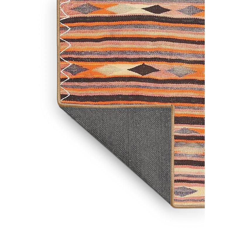 Tapis rose/orange/bleu contemporaine, Rectangle 2 pi x 5 pi