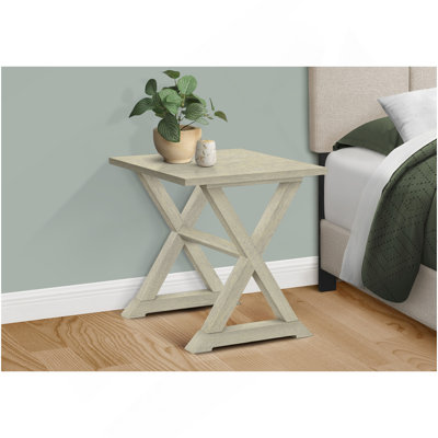 Table d'appoint, bout, table d'appoint, carré, table de chevet, chambre à coucher, lampe, placage blanc antique, transitionnel
