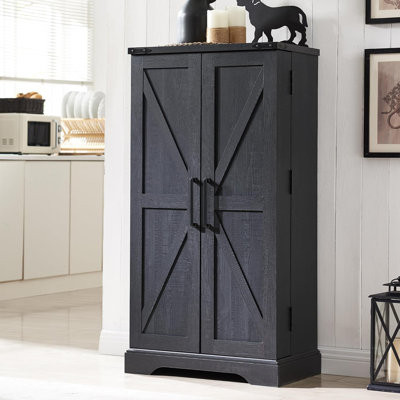 Farmhouse Kitchen Pantry, Storage Cabinet With Barn Doors by Lark Manor