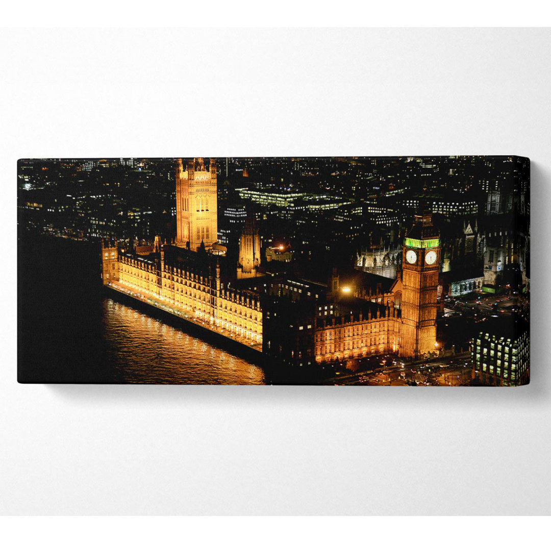 London Houses Of Parliament Ariel View - Kunstdrucke auf Leinwand