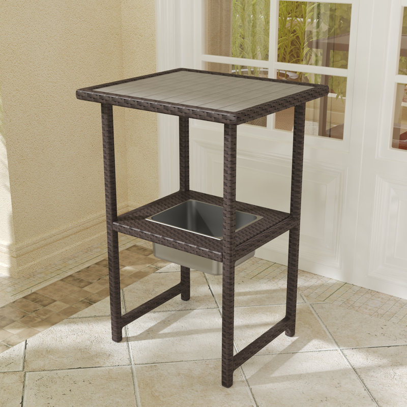 Table de bar d'extérieur rectangulaire L 21,7 po x l 24,6 po Solomie, Brun