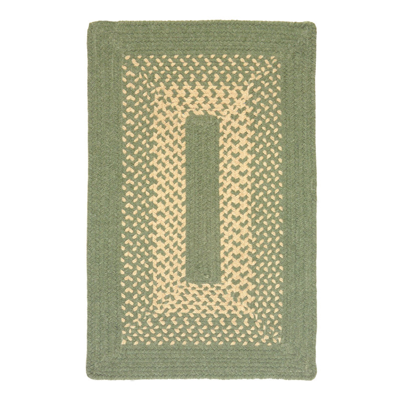 Tapis vert en laine tressé à la main Montagna, Carré 7 pi