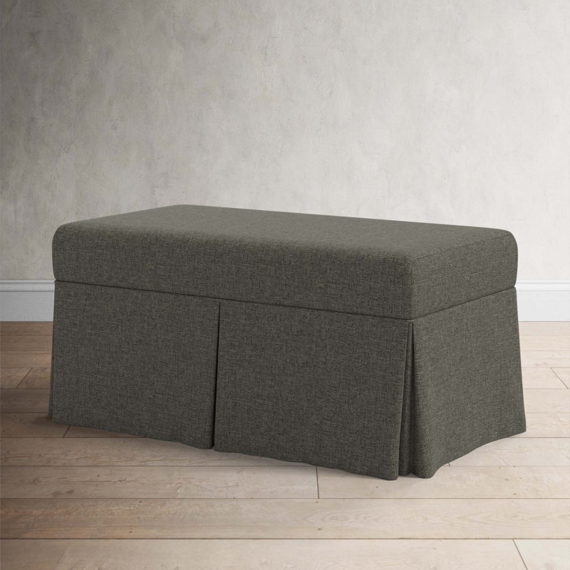 Wyatt Upholstered Storage Bench, Zuma Charcoal Textured Linen