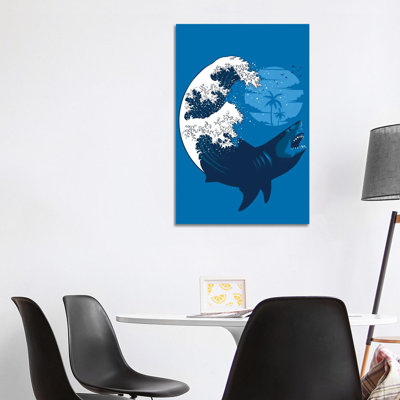 Shark Wave 1 Piece Wrapped Canvas Painting