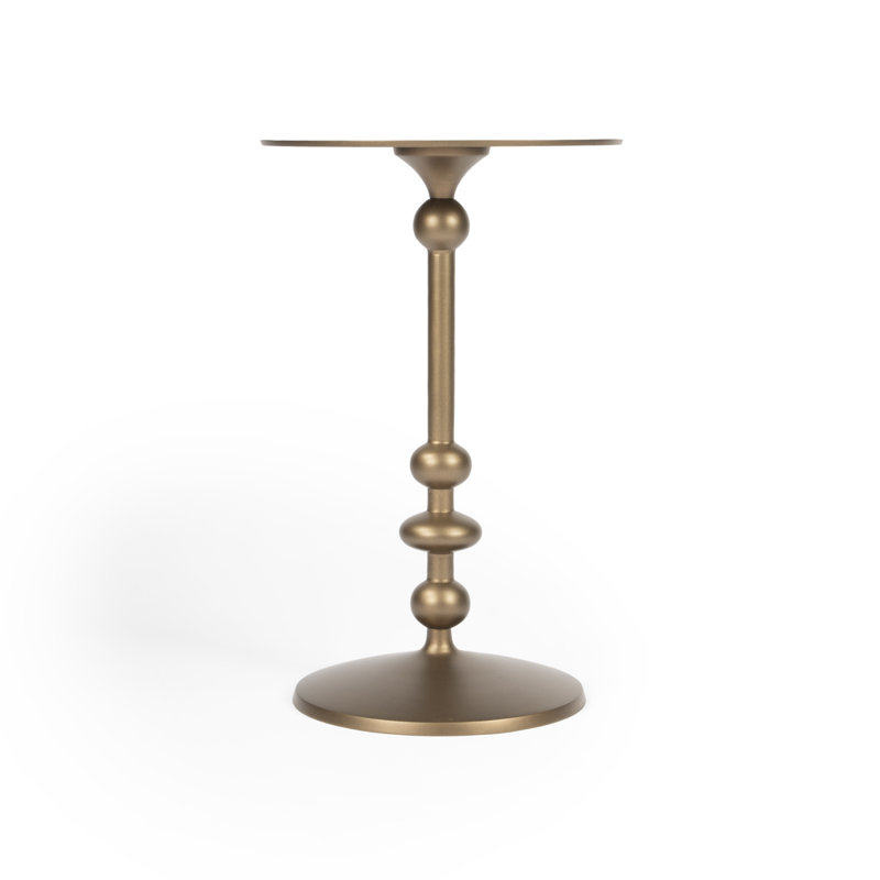 Zora Distressed Iron Pedestal Side Table, Gold