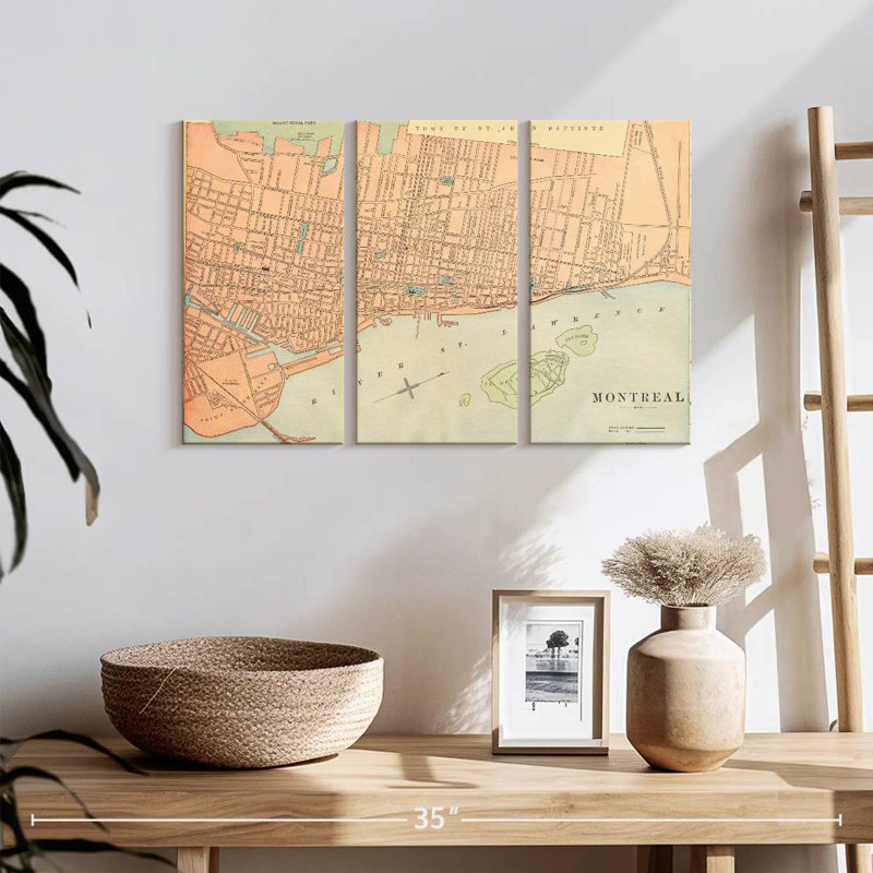 Map Of Montreal, 32" H x 50" W