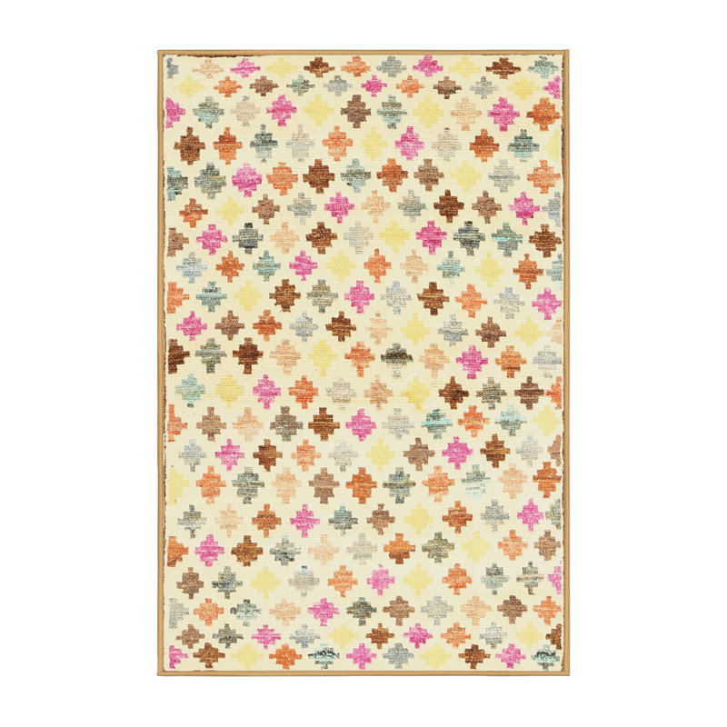 Tapis crème/rose/brun zone contemporaine, Rectangle 8 pi x 12 pi