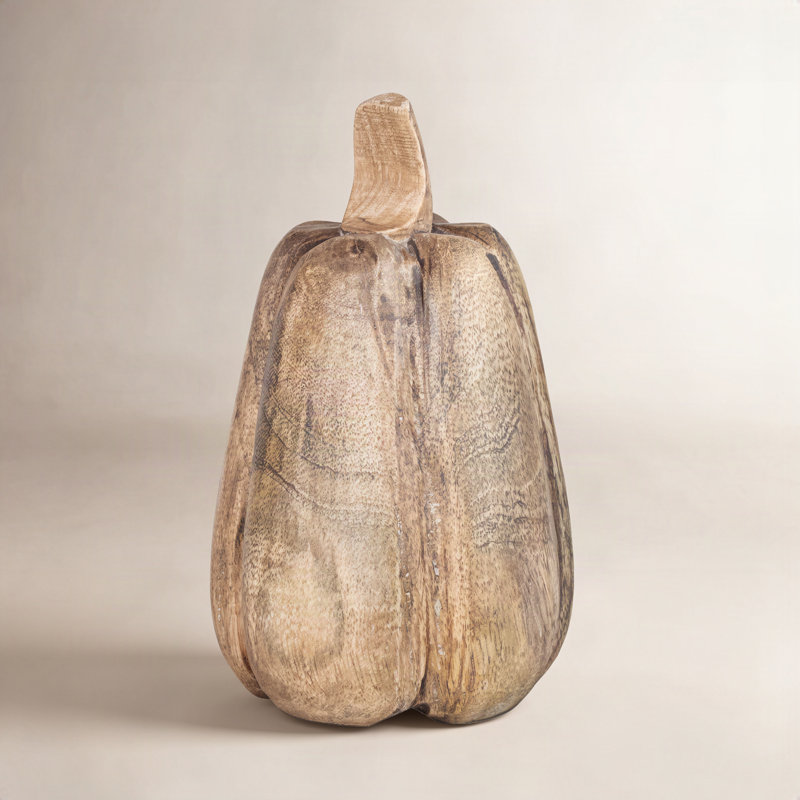 Carved Mango Wood Pumpkin