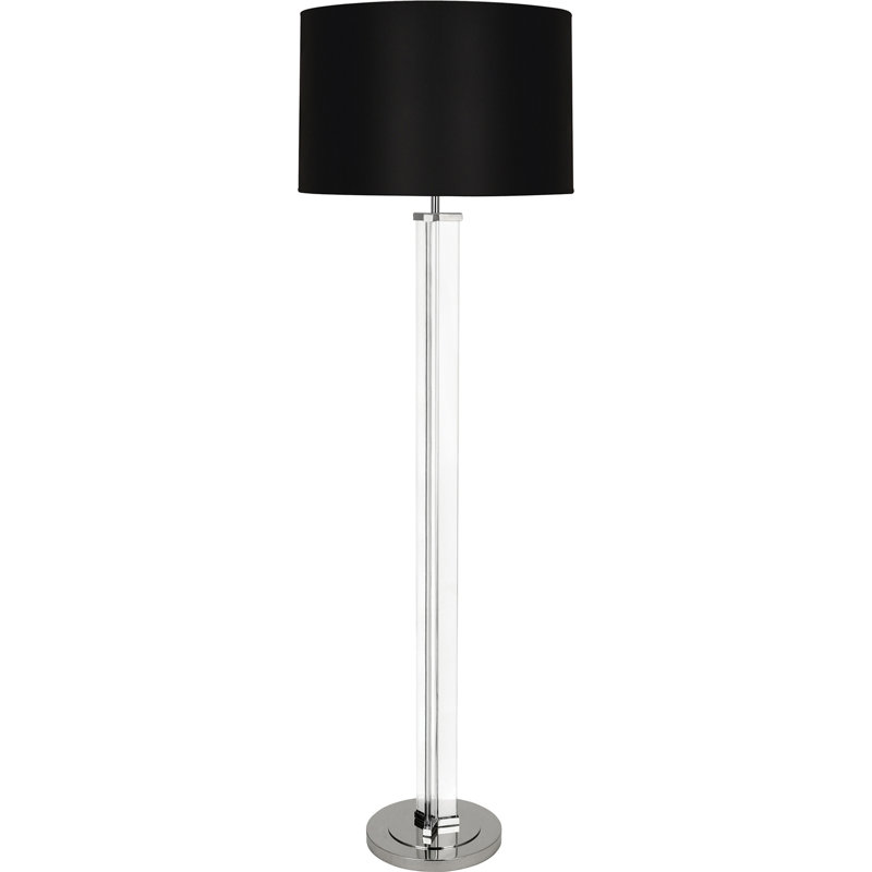 Fineas 65.75'' Traditional Floor Lamp, Aged Brass, Black Painted Opaque