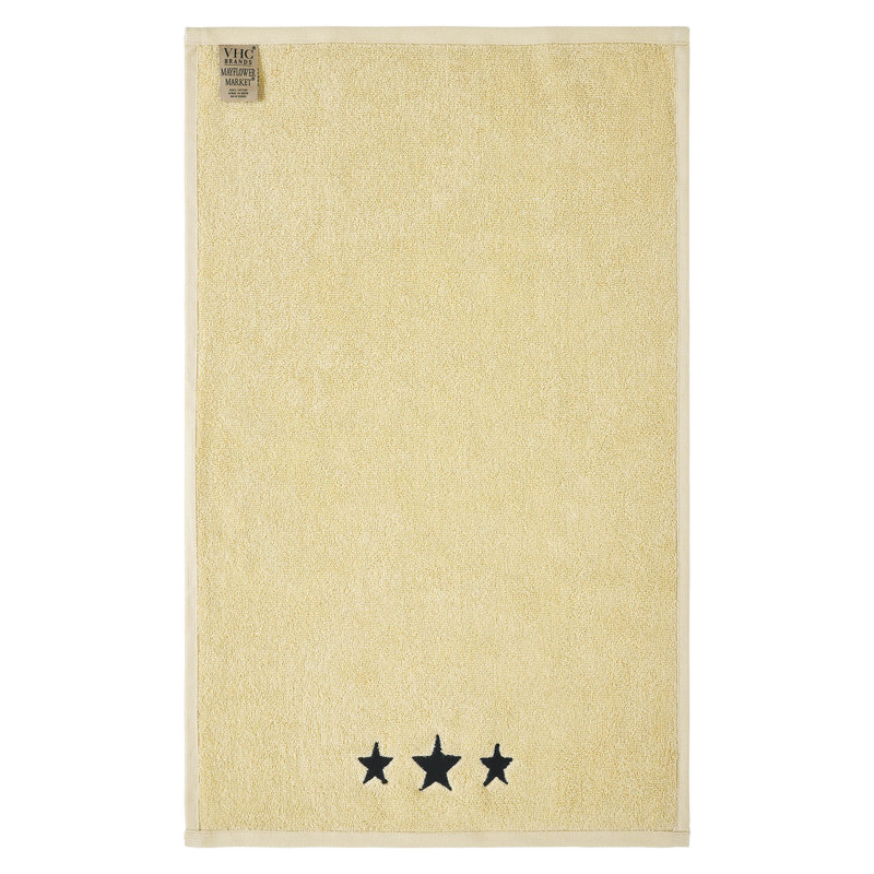 Timeless Linens Stars Hand Towel Set of 2 16x26, Black/Cream