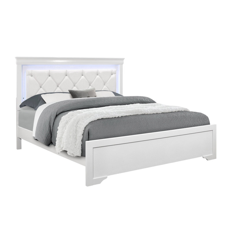 Lit King Shaker blanc avec DEL, Blanc