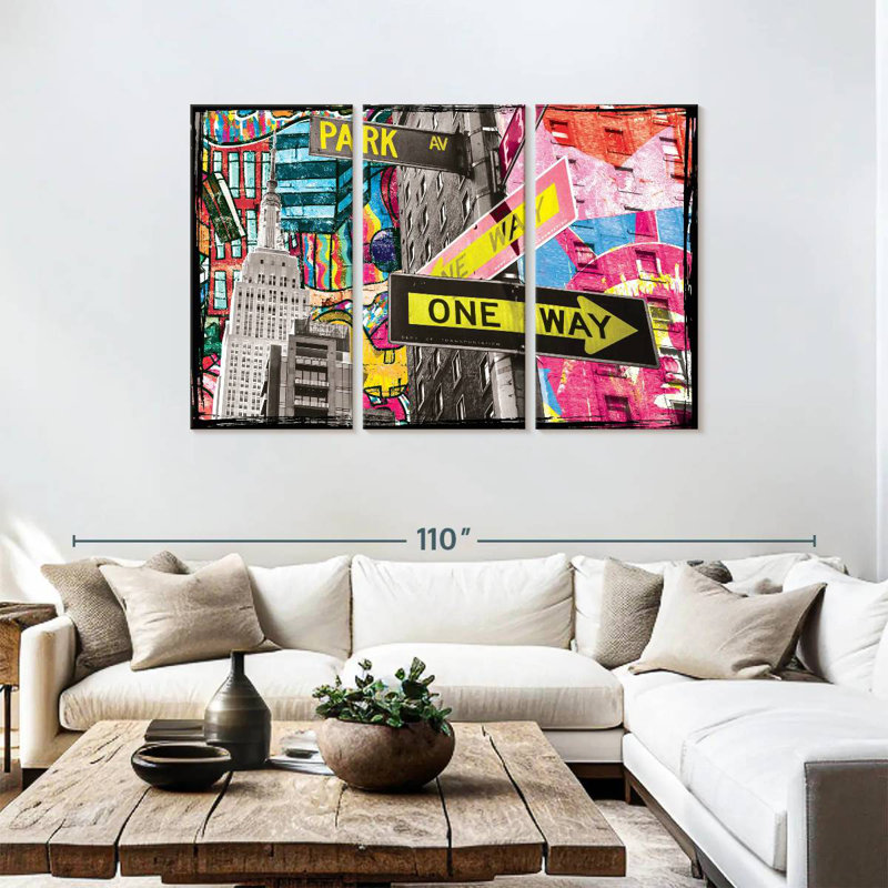 Sebbie New York Street Signs Grunge, 48" H x 74" W