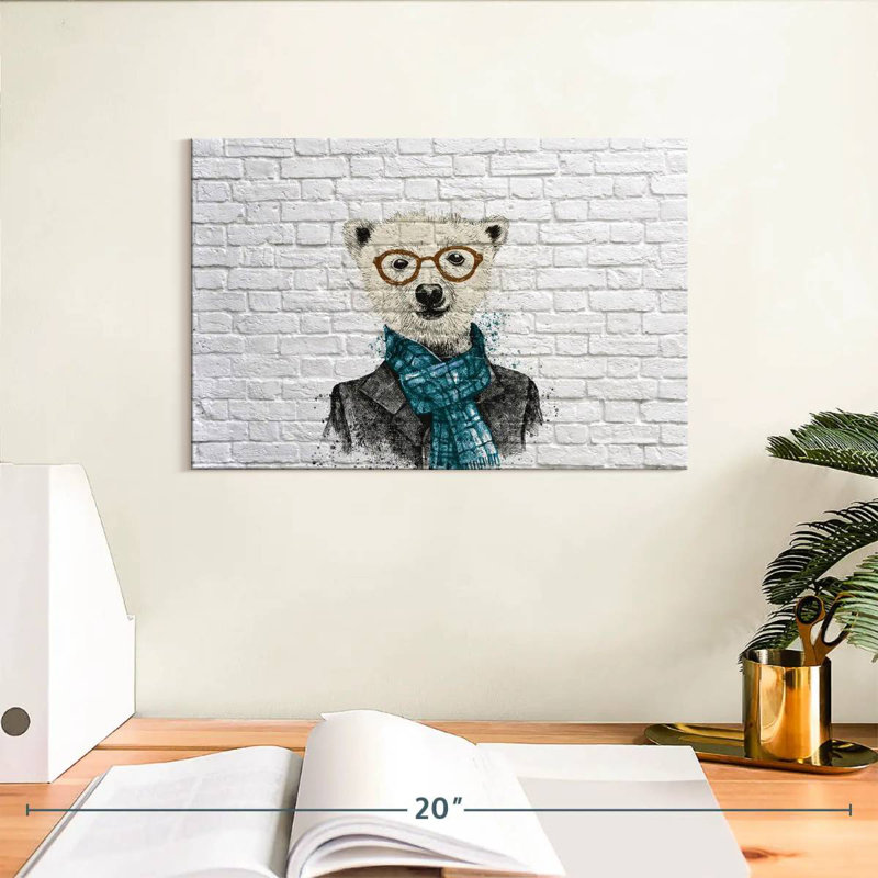 Brampt Dapper Polar Bear, 8" H x 12" W