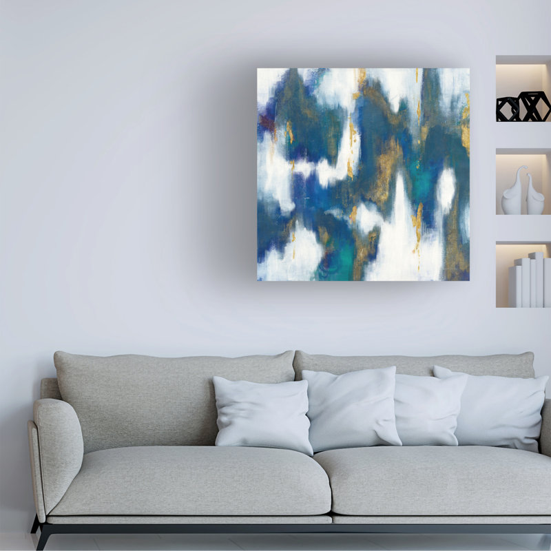 Œuvre sur toile bleue, Danhui Nai, H 14 po x l 14 po