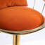Tabourets de bar réglables en velours orange, conception dorée moderne pour la salle à manger
