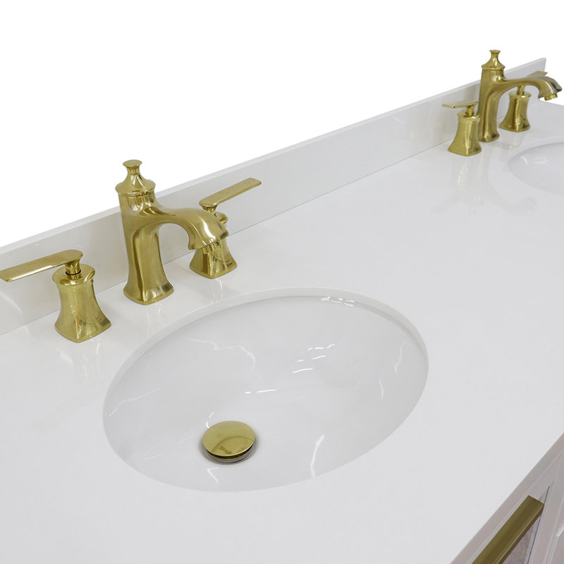 Ensemble de meuble-lavabo double 61 "avec miroir Schreck, Blanc