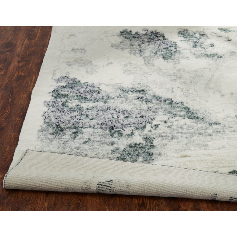 Dereks Hand Knotted Wool Abstract Area Rug, Rectangle 2' x 3'