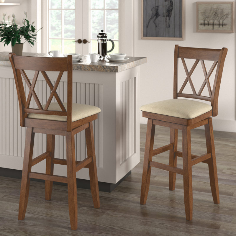 Tabouret de bar et de comptoir pivotant Fortville, Chêne, Tabouret de bar (siège d'une hauteur de 30,59 po)