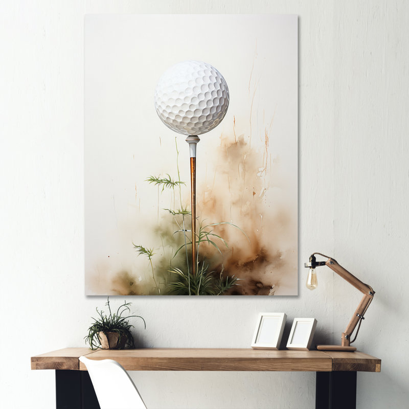 «Sheedy Minimalisme Golf Tees» - art mural encadré de golf, Toile tendue, H 32 po x l 24 po x P 1 po