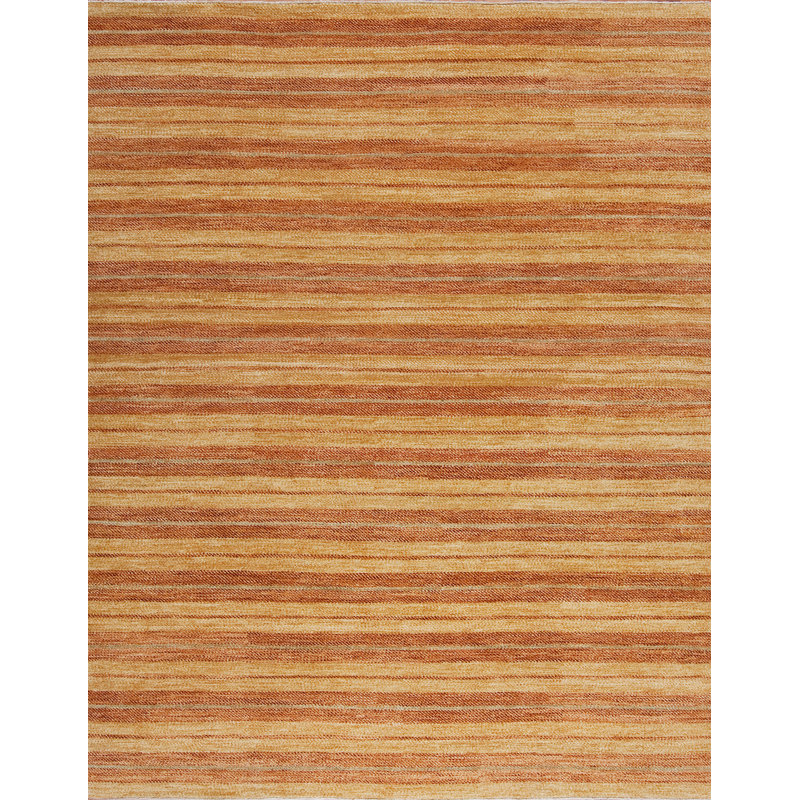 Textures Hand Knotted Wool Striped Area Rug, Rectangle 6' x 9'