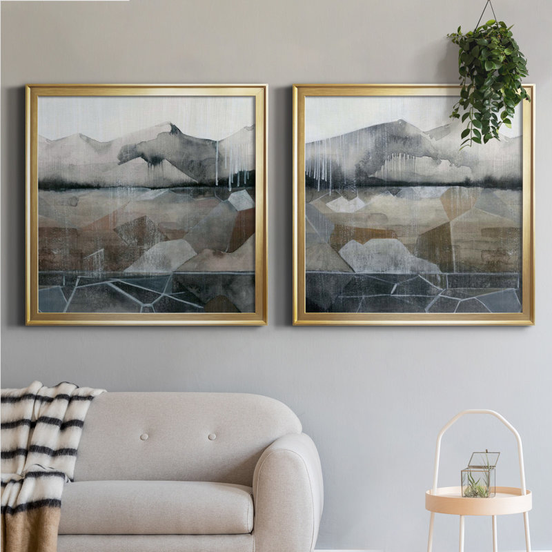 Valley Stormscape I - Valley Stormscape I - Ensemble de 2 cadres photo, H 34,5 po x l 69 po x P 1,5 po, Toile encadrée d'or