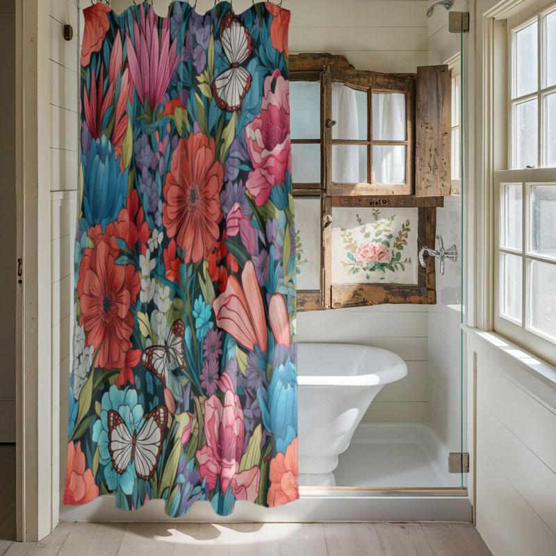 Blooming Bliss - Rideau de douche Premium, H 74 po x l 71 po