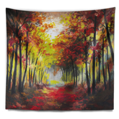 Promenade du paysage à travers la tapisserie de la forêt d'automne
