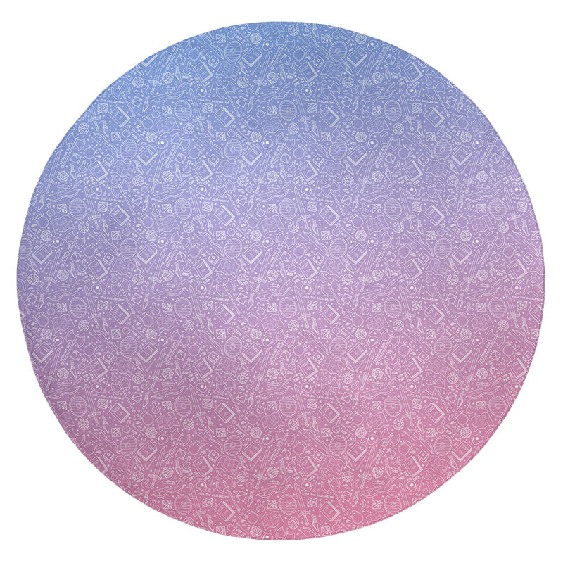 Tapis bleu ardoise moyen/dégradé moyen orchidée, Rond 5 pi