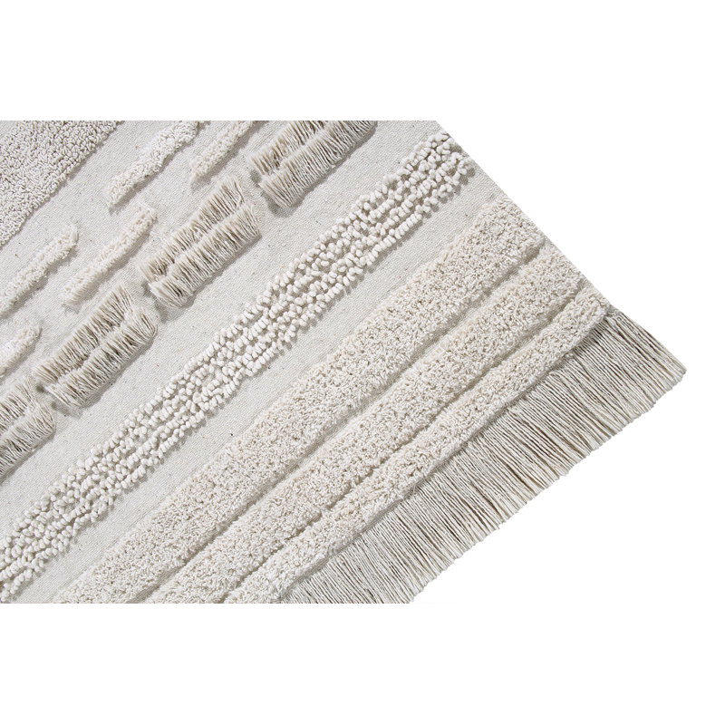 Early Hours Cotton Striped Area Rug in Gray/Natural