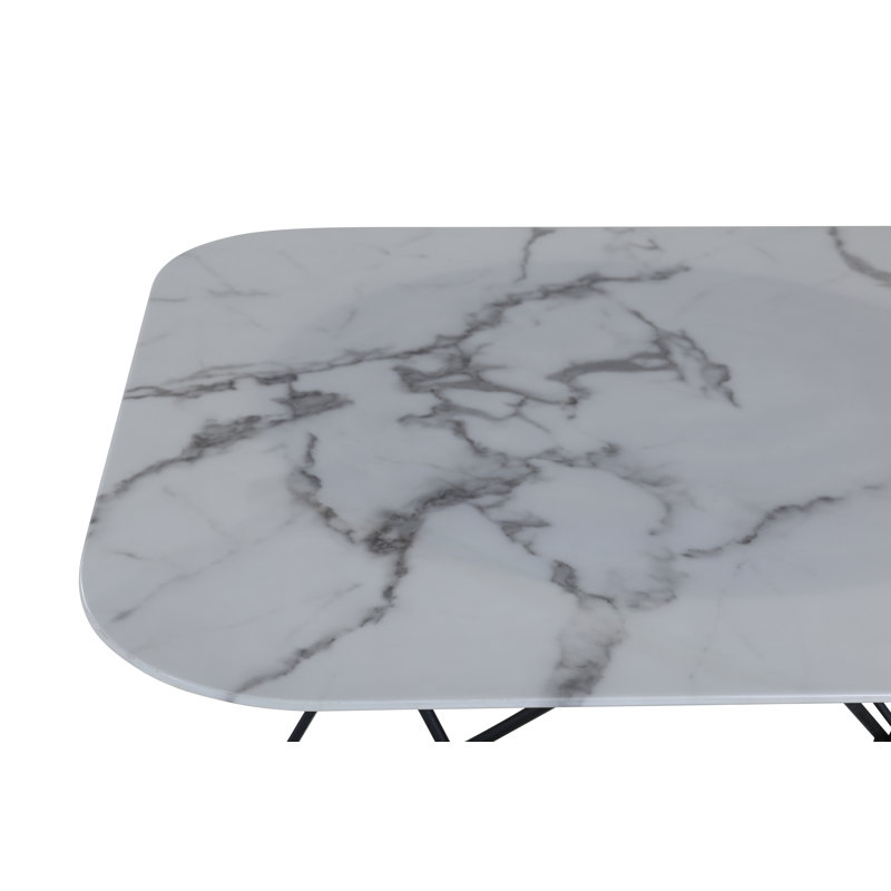 Lancaer 80cm Glass Top Console Table, White, Black