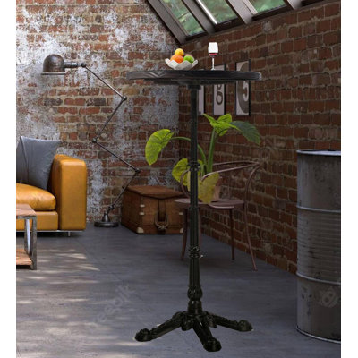 Shavera Pine Round Solid Wood Top Metal Base Dining Table