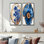 «Blue Wildflowers Leaves», glissade sur bois I - art mural floral 2 panneaux