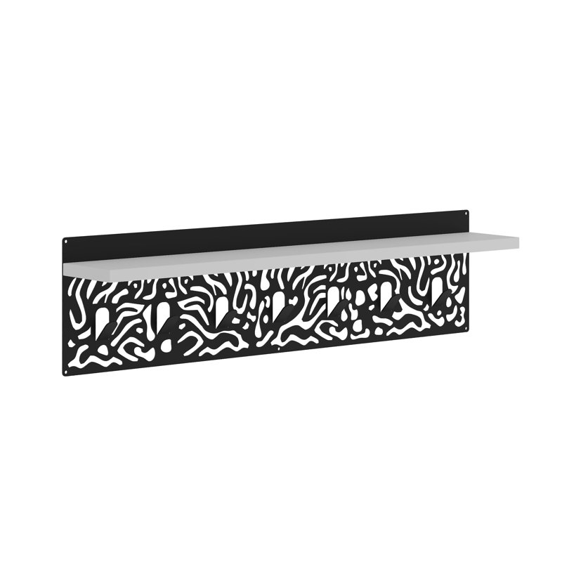 Amieva Wall Organizer with Key Hooks, Black/White