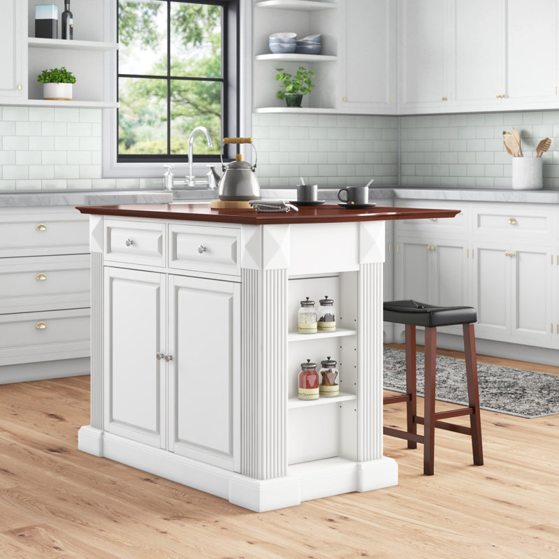 Diamondback Wood Kitchen Island, White