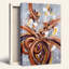 Tableau abstrait tourbillonnant orange et rouille sur toile grise-205649455