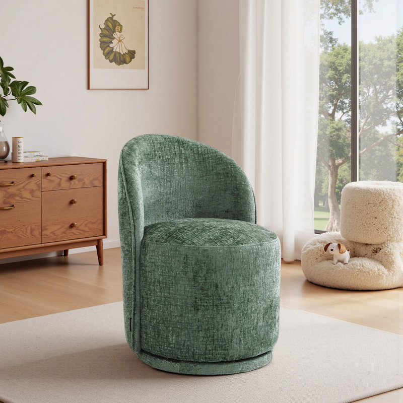 Chaise pivotante intégrée en tissu, Chenille verte