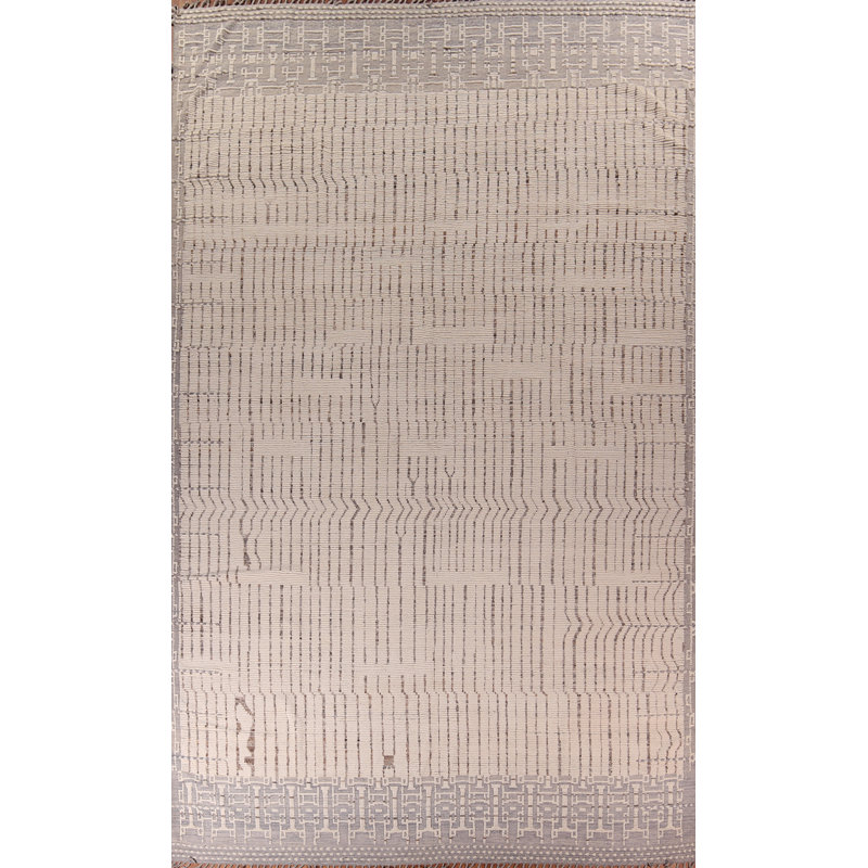 Tapis marocain rayé ivoire All-Over