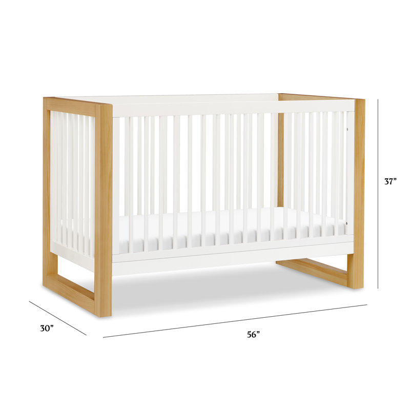 Nantucket White and Honey 3-in-1 Convertible Crib with Toddler Bed Kit