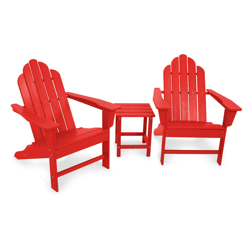 Ensemble 3 pièces POLYWOOD Long Island Adirondack, Rouge coucher de soleil
